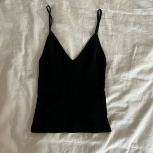 Brandy Melville ribbed black v-neck cropped tank top. One size fits all